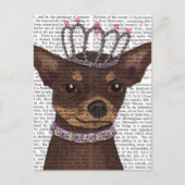 Brown Chihuahua en Tiara Briefkaart (Voorkant)