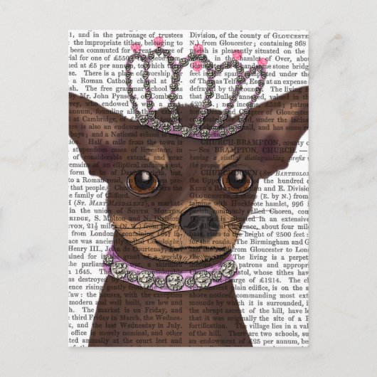 Brown Chihuahua en Tiara Briefkaart (Voorkant)