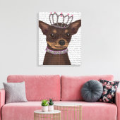 Brown Chihuahua en Tiara Canvas Afdruk (Insitu (Woonkamer))