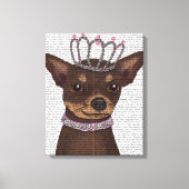 Brown Chihuahua en Tiara Canvas Afdruk (Voorkant)