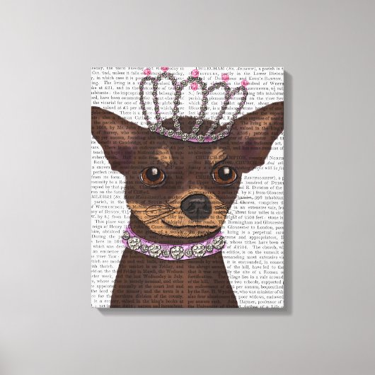 Brown Chihuahua en Tiara Canvas Afdruk (Voorkant)