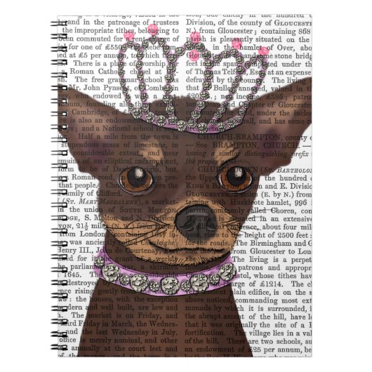 Brown Chihuahua en Tiara Notitieboek (Voorkant)