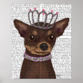 Brown Chihuahua en Tiara Poster (Voorkant)