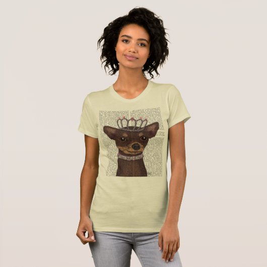 Brown Chihuahua en Tiara T-shirt (Voorkant volledig)