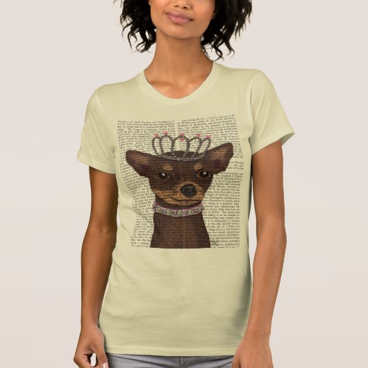 Brown Chihuahua en Tiara T-shirt (Voorkant)