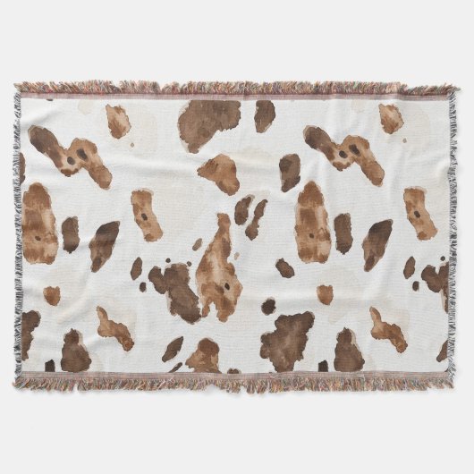 Brown Chocolate Cream Animal Koe Print Deken (Voorkant)