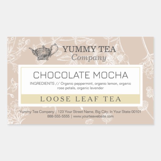 Brown Chocolate - Losse Leaf Tea Label Sticker (Voorkant)
