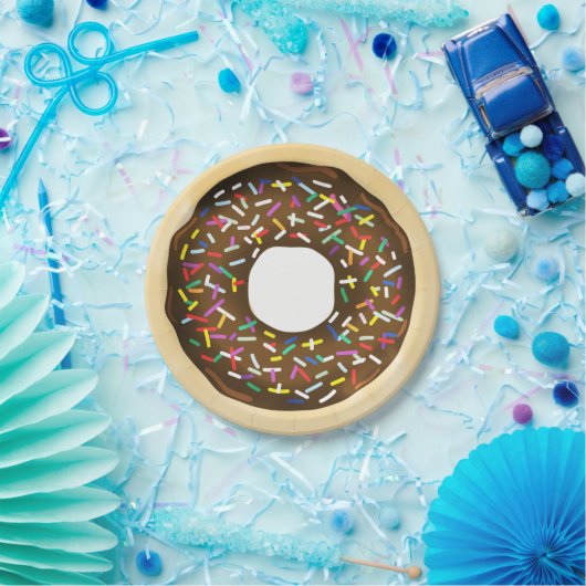 Brown Chocolate Sprinkle Donuts Birthday Party Papieren Bordje (Feest)