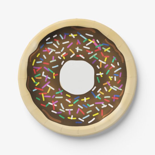 Brown Chocolate Sprinkle Donuts Birthday Party Papieren Bordje (Voorkant)