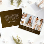 BROWN Christmas Elegant 6 Collage Photo message Feestdagenkaart<br><div class="desc">Share your family’s highlights with this year-in-review Christmas card featuring a simple, minimal, and clean design. The front includes a modern 6-photo collage paired with the festive greeting “Merry Christmas” in an elegant serif font over a CHOCOLATE BROWN color, with space to personalize your family name or the year. The...</div>