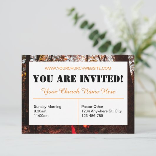 Brown Church Invitation Kaart (Staand voorkant)