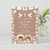 Brown Cielito Lindo Boy Twins Baptism and Birthday Kaart (Staand voorkant)