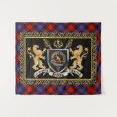 Brown Clan Badge & Motto w/Lions Wandkleed (Voorkant (horizontaal))
