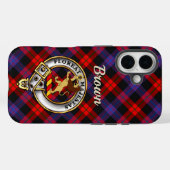 Brown Clan Badge & Tartan iPhone / iPad case (Achterkant (horizontaal))