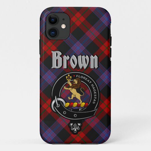 Brown Clan Badge & Tartan Telefoonhoesje Case-Mate iPhone Case (Achterkant)