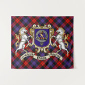 Brown Clan Badge & Unicorns w/Tartan Wandkleed (Voorkant (horizontaal))