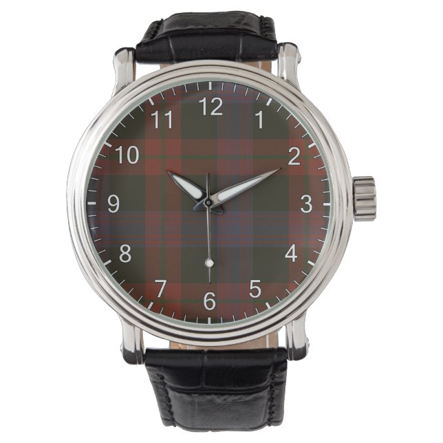Brown Clan Tartan Horloge (Voorkant)