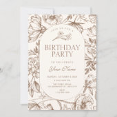 Brown Classic artistic floral birthday Kaart (Voorkant)