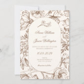Brown Classic artistic floral wedding Kaart (Voorkant)