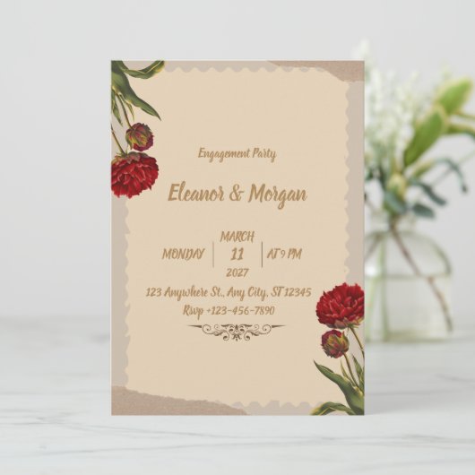 Brown  Classic verlovingsfeest Kaart (Staand voorkant)