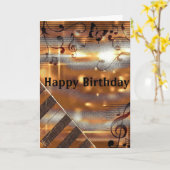Brown Clef Sheet Music Piano Birthday Kaart (Gele Bloem)