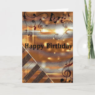 Brown Clef Sheet Music Piano Birthday Kaart