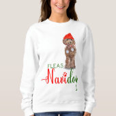 Brown Cockapoo Funny Kerstmis Fleas Navidog Trui (Voorkant)
