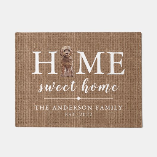 Brown Cockapoo Home Sweet Home Doormat Deurmat (Voorkant)