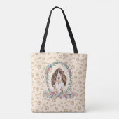 Brown Cocker Spaniel Dog Paw Print Dog Bone Cute Tote Bag (Achterkant)