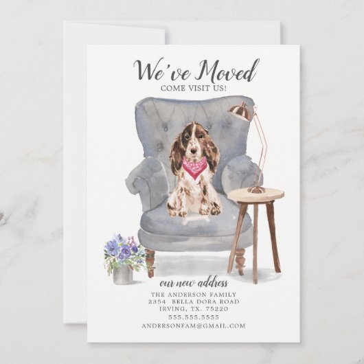 Brown Cocker Spaniel Dog | Verplaatsingsaankondigi Aankondiging (Voorkant)