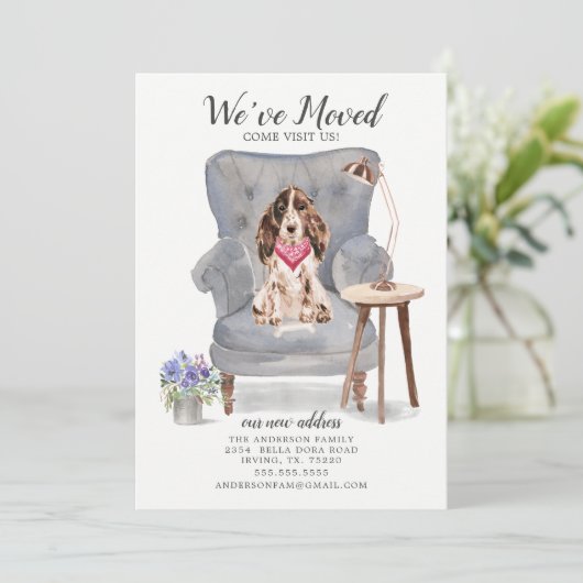 Brown Cocker Spaniel Dog | Verplaatsingsaankondigi Aankondiging (Staand voorkant)