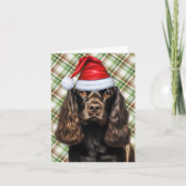 Brown Cocker Spaniel Green met kerstmis Feestdagen Kaart (Voorkant)