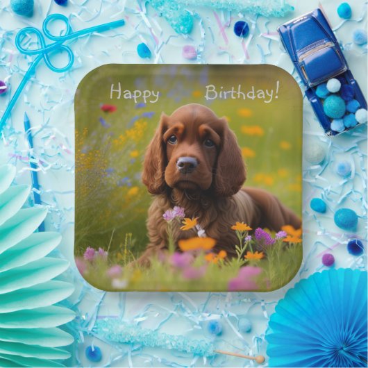 Brown Cocker Spaniel Papieren Bordje (Feest)
