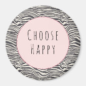 Brown Cocoa Zebra Print gepersonaliseerd happy quo Magneet (Voorkant)