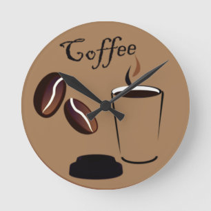 Brown Coffee Clock Ronde Klok
