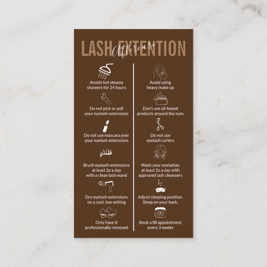 Brown Coffee Icon Makeup Lash Extension Nacare Visitekaartje (Achterkant)