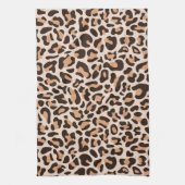 Brown Coffee Leopard Print Retro Kitchen Towel Theedoek (Verticaal)