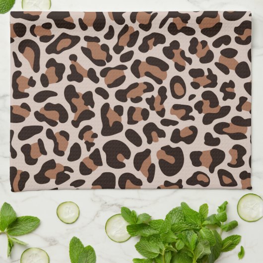 Brown Coffee Leopard Print Retro Kitchen Towel Theedoek (Gevouwen)