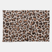 Brown Coffee Leopard Print Retro Kitchen Towel Theedoek (Horizontaal)