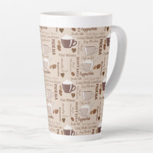 Brown Coffee Mocha Cappuccino Pattern Latte Mok