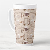 Brown Coffee Mocha Cappuccino Pattern Latte Mok (Linkerhoek)