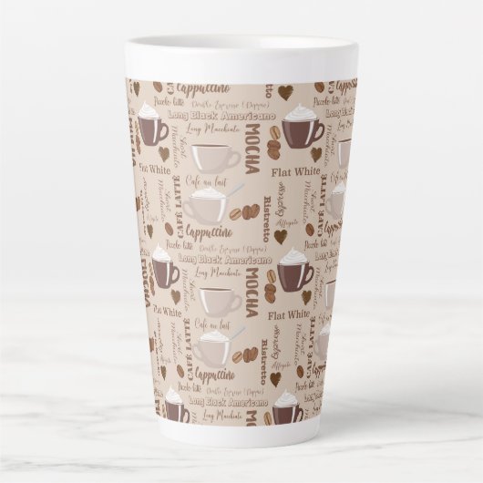 Brown Coffee Mocha Cappuccino Pattern Latte Mok (Voorkant)