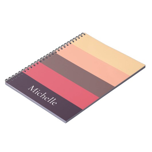 Brown Color Blocked Striped Custom Notebook Notitieboek (Linkerzijde)