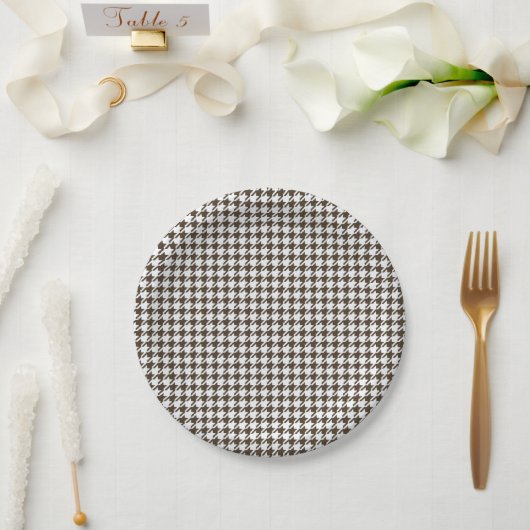 Brown Combination Houndstooth van Shirley Taylor Papieren Bordje (Huwelijk)