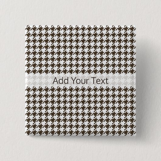 Brown Combination Houndstooth van Shirley Taylor Vierkante Button 5,1 Cm (Voorkant)