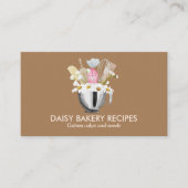 Brown Cook Daisy Flowers Bakery Tools Design Visitekaartje (Voorkant)