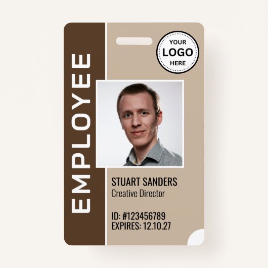 Brown Corporate Logo Medewerker Foto Badge (Voorkant)
