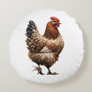 Brown Country Chicken Boerderij Barnyard Kitchen Rond Kussen