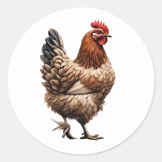 Brown Country Chicken Boerderij Barnyard Ronde Sticker (Voorkant)
