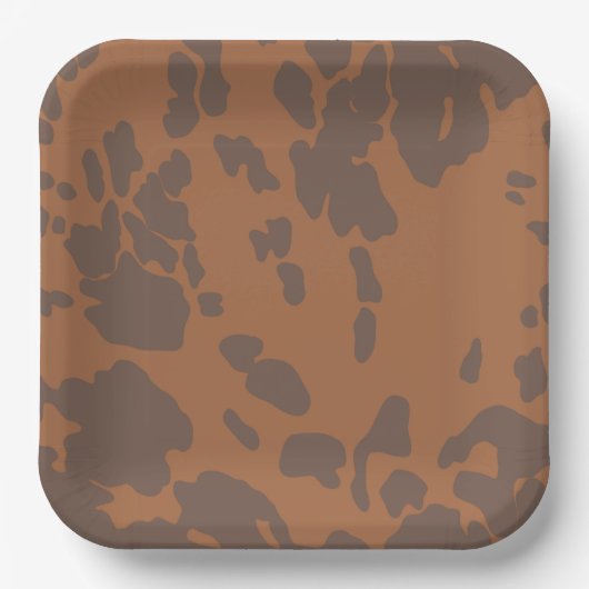 Brown Cow Print Paper Plates Papieren Bordje (Voorkant)